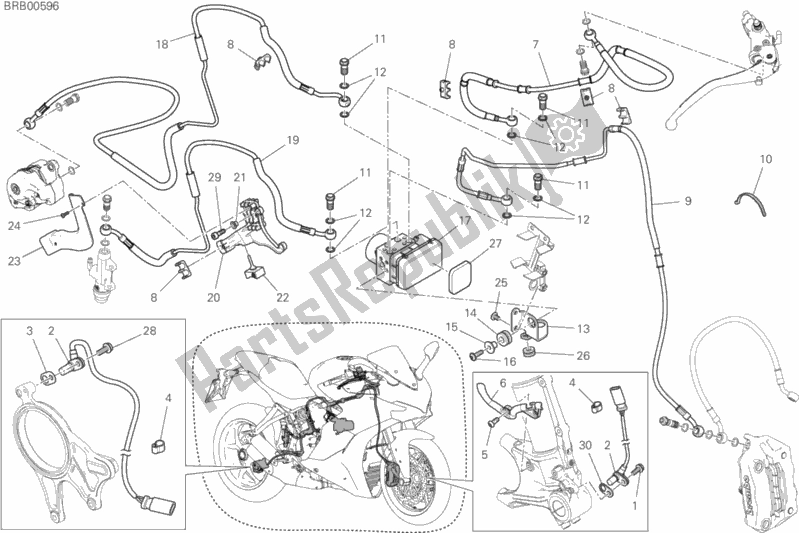 All parts for the Antilock Braking System (abs) of the Ducati Supersport S Brasil 937 2019